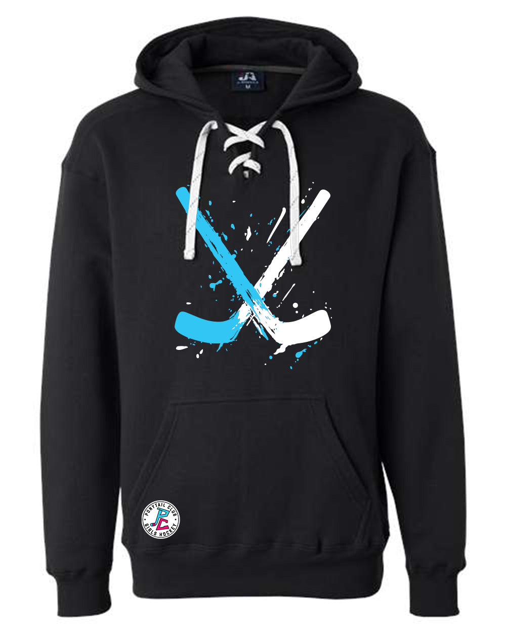 PAINT SPLATTER HOCKEY STICKS HOODED SWEATSHIRT ADULT