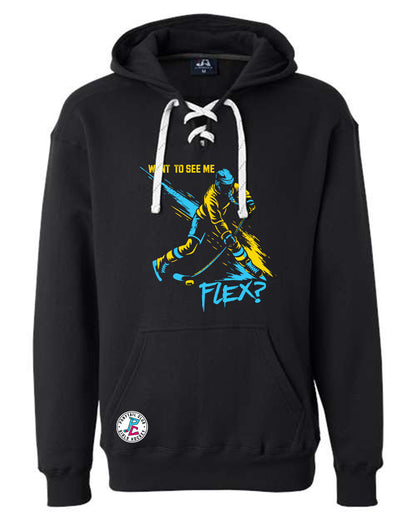 WANT TO SEE ME FLEX? HOODED SWEATSHIRT ADULT