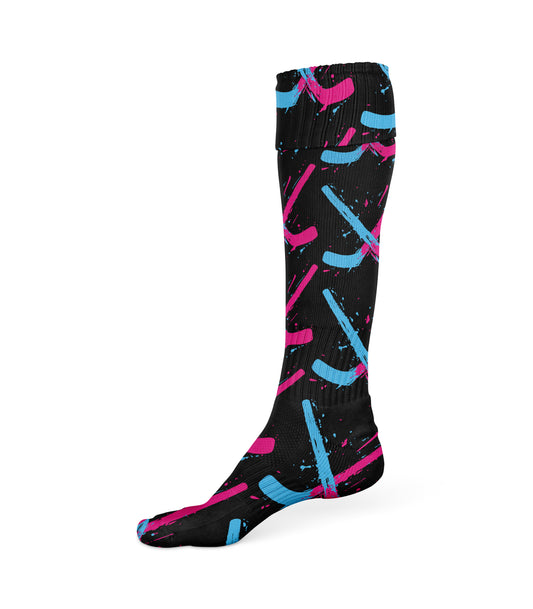 PAINTED CROSS STICKS HOCKEY SKATE SOCKS