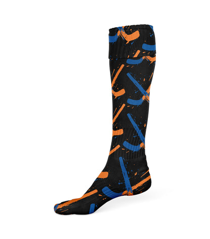 PAINTED CROSS STICKS HOCKEY SKATE SOCKS