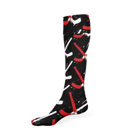 PAINTED CROSS STICKS HOCKEY SKATE SOCKS