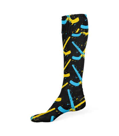 PAINTED CROSS STICKS HOCKEY SKATE SOCKS